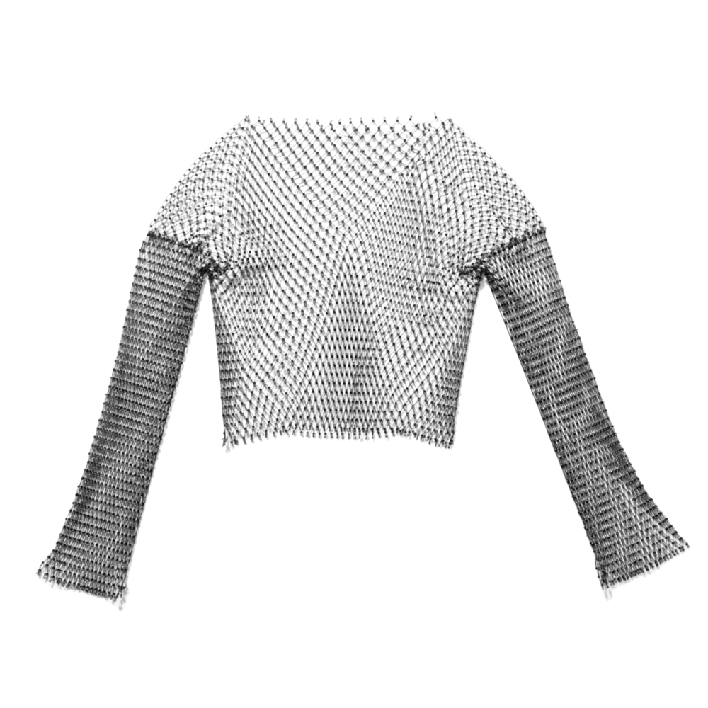 💎 Claire's Rhinestone Crystal Studded Fishnet Long-Sleeve Crop Top 💎